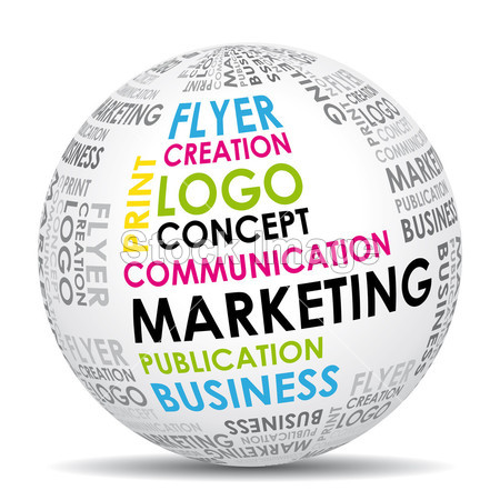 Marketing communication world. Vector icon.
