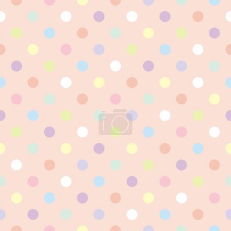 Colorful dots, baby pink background retro seamless vector pattern