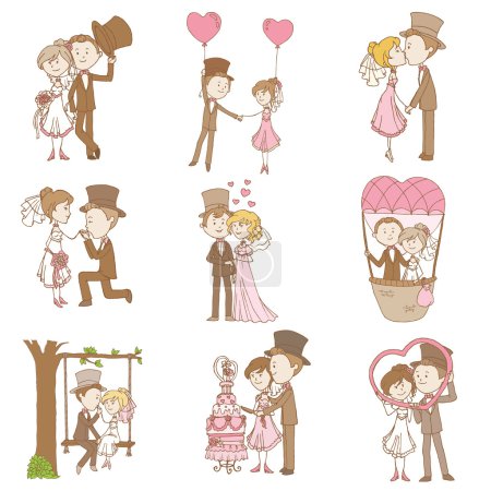 Bride and Groom - Wedding Doodle Set - Scrapbook Design Elements