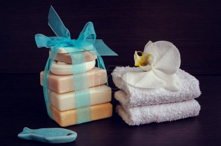 Spa setting with natural soaps