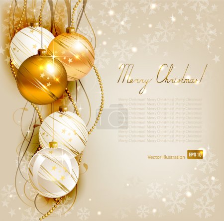 Elegant Christmas background with gold and white evening balls