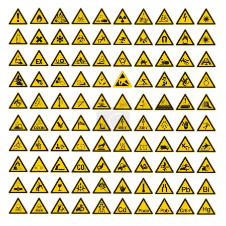 Safety signs warning set warndreieck BGV A8 triangle sign vector pictogram icon