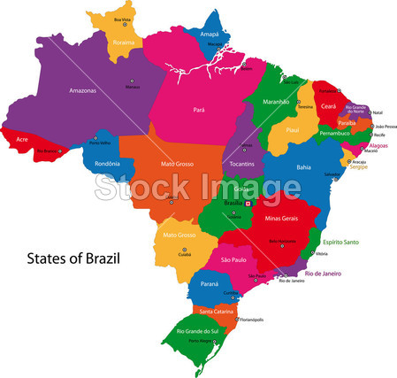 Colorful Brazil map