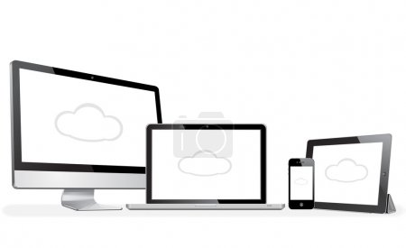 Vector illustration modern laptop, phone, tablet, computer apple style