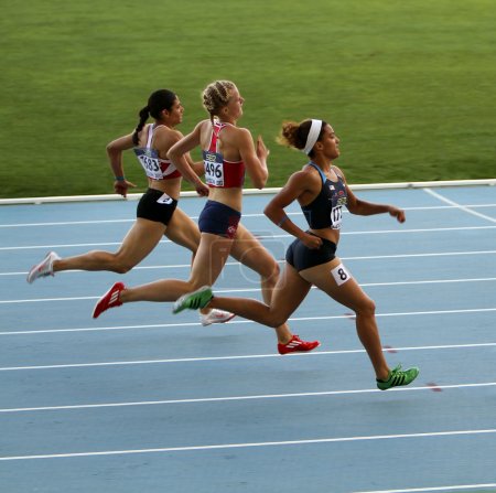 Athletes in the 400 meters race