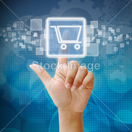 Hand press on Shopping Cart icon