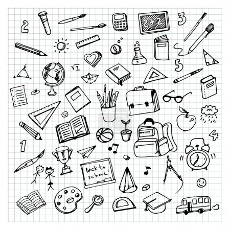 hand drawn school supplies