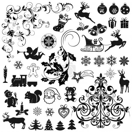 Set of Christmas icons and decorative elements