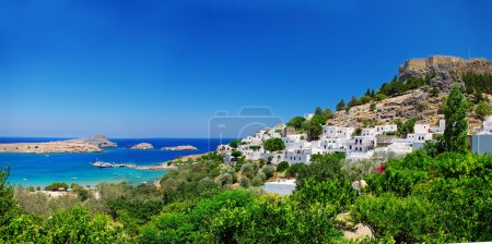 View at Lindou Bay from Lindos Rhodes island, Greece