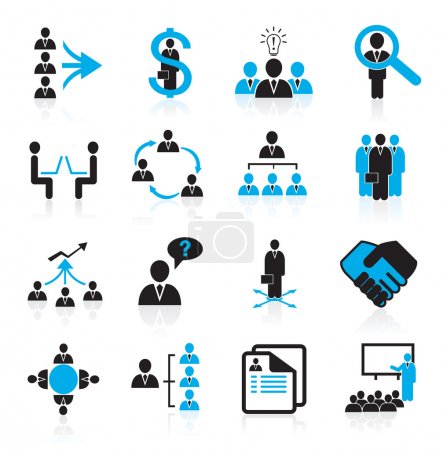 Set of 16 management and human resources icons