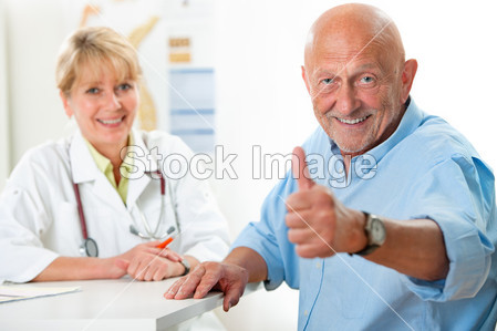 Happy senior patient and doctor