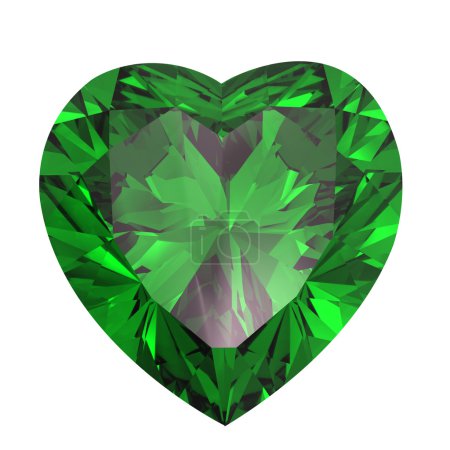 Heart shaped Diamond isolated. emerald