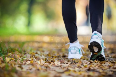 Walking in autumn scenery, exercise outdoors