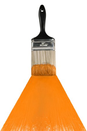 Brush With Orange Paint