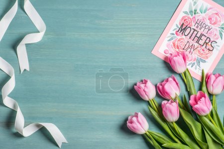 Mothers day card and tulips  
