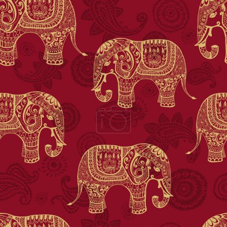 Stylized elefants seamless pattern
