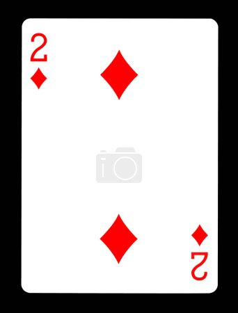 Two of Diamonds playing card, isolated on black background.