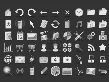 54 black and white web icons