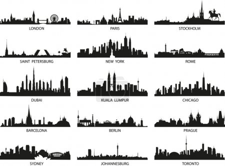 Vector silhouettes of the city skylines