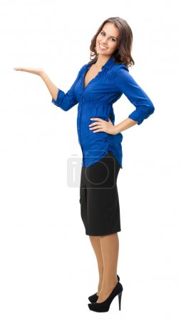 Business woman showing, isolated