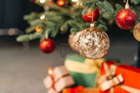 baubles on christmas tree