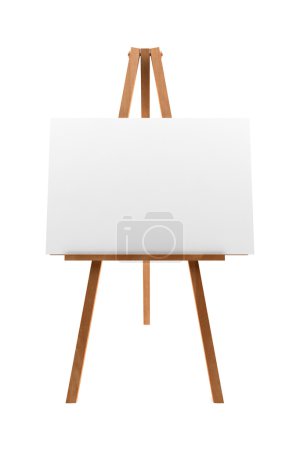 Wooden easel with blank canvas isolated