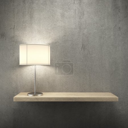 Bookshelf on the wall with lamp