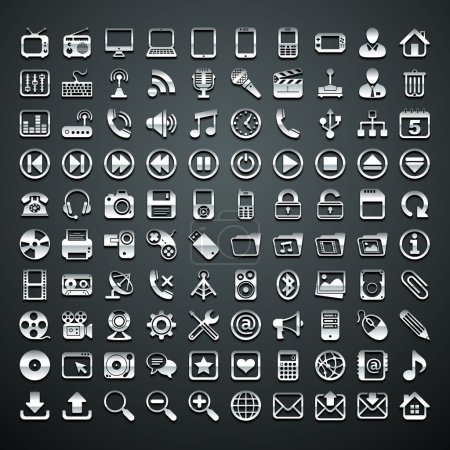 100 vector metallic icons