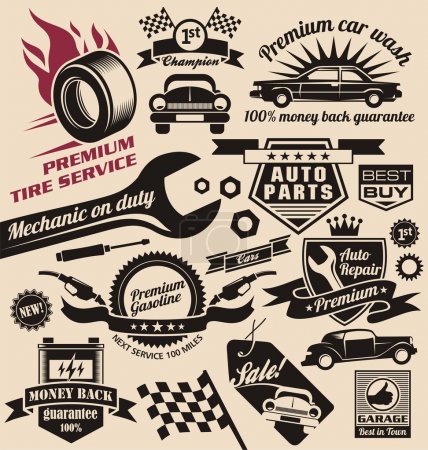 Vector set of vintage car symbols