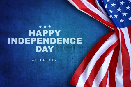 Happy Independence day message with american flag. Happy Independence day