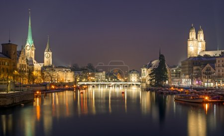 Panorama of Zurich at night