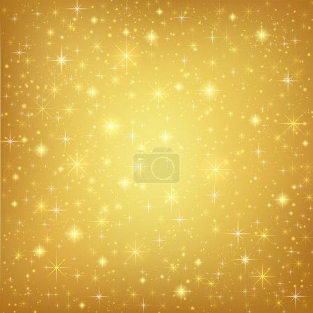 Abstract golden background with sparkling stars. Vector