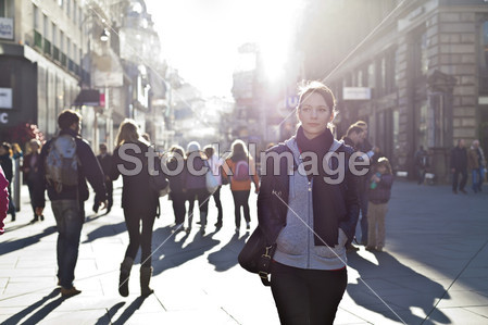 Urban girl at a city street
