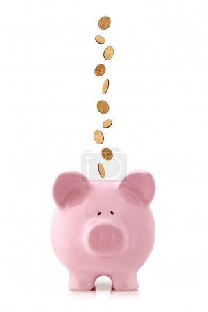 Piggy Bank with Falling Coins