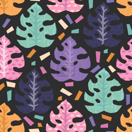 Vector seamless pattern with tropical jungle leaves. All objects are conveniently grouped and easily editable