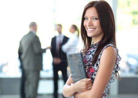 beautiful woman on the background of business