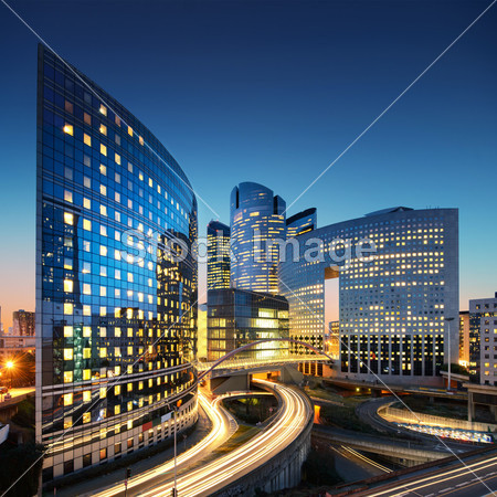 Bussines architecture - skyscrapers and light trails