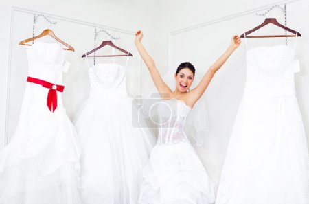 Girl choosing a wedding dress