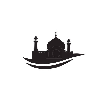 black silhouette mosque sign logo symbol vector design template