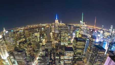 New York City at night, fisheye view