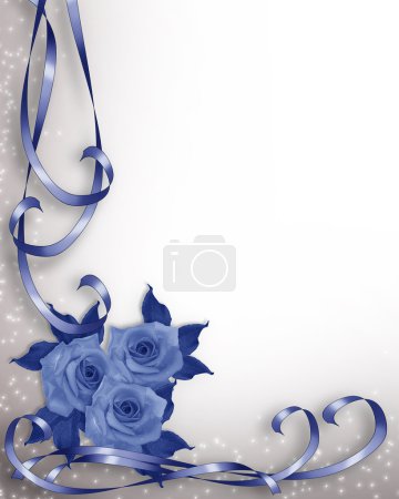 Wedding invitation background blue roses