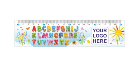 Children measuring ruler with alphabet and your logo