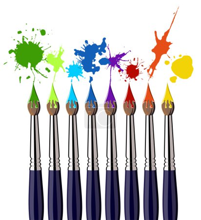 Paint brushes and color splash