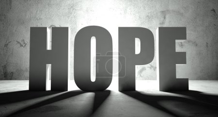 Hope word with shadow, background