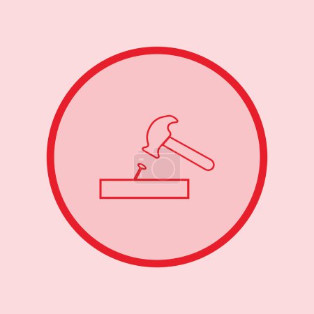 hammer hitting nail flat icon , vector, illustration