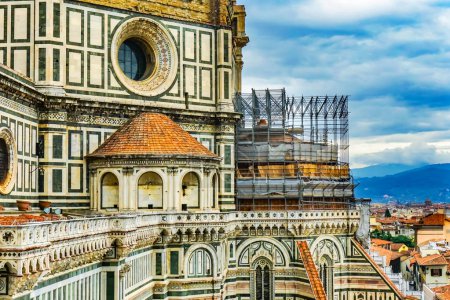 Domes Construction Duomo Cathedral Church Florence Italy.  Finished 1400s.  Formal name Cathedral di Santa Maria del Fiore.