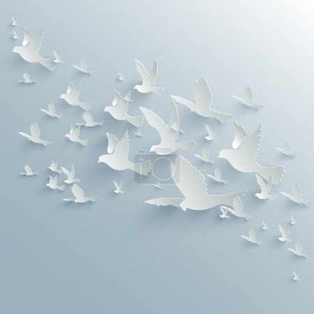 Vector background with paper pigeons