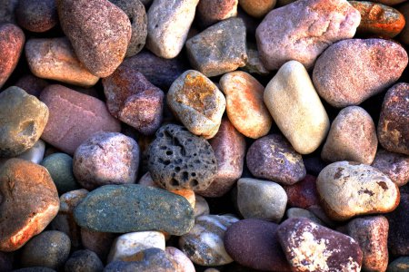 Texture of smooth river rocks stones for decoration and landscaping