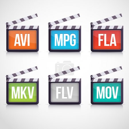 File type icons in slapsticks: video set.