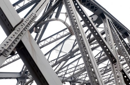 Support above the bridge, steel structure close-up
